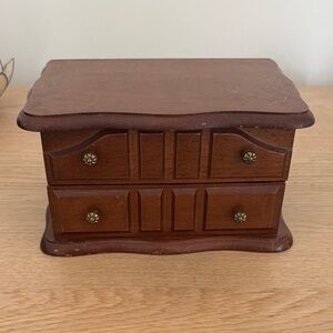 Wooden Jewelry Box with Brass Accents